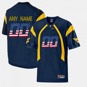 Men's West Virginia Mountaineers NCAA #00 Custom Navy Blue Authentic Nike US Flag Fashion Stitched College Football Jersey KM15Q27TO